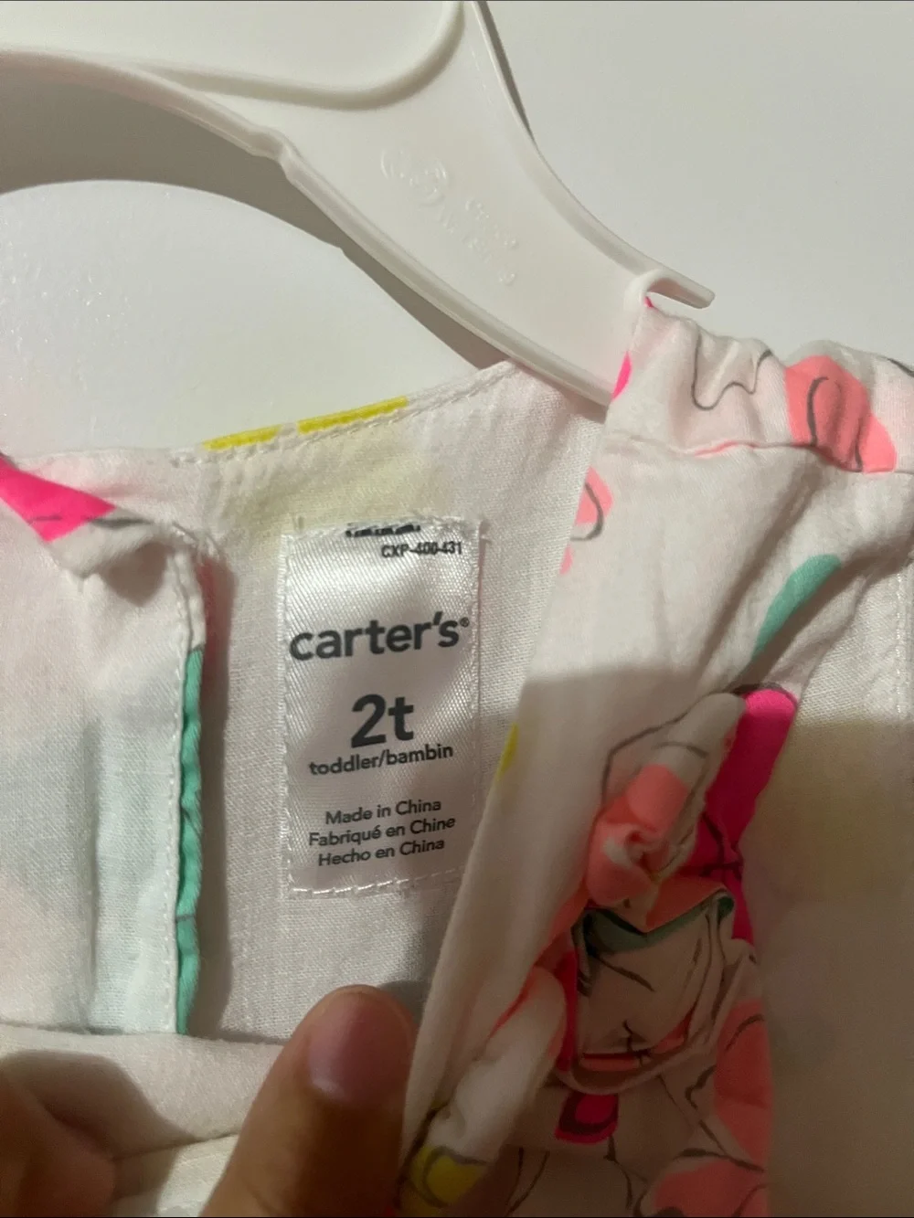 Carter's White Sleeveless Floral Dress with Neon Pink, Yellow & Mint